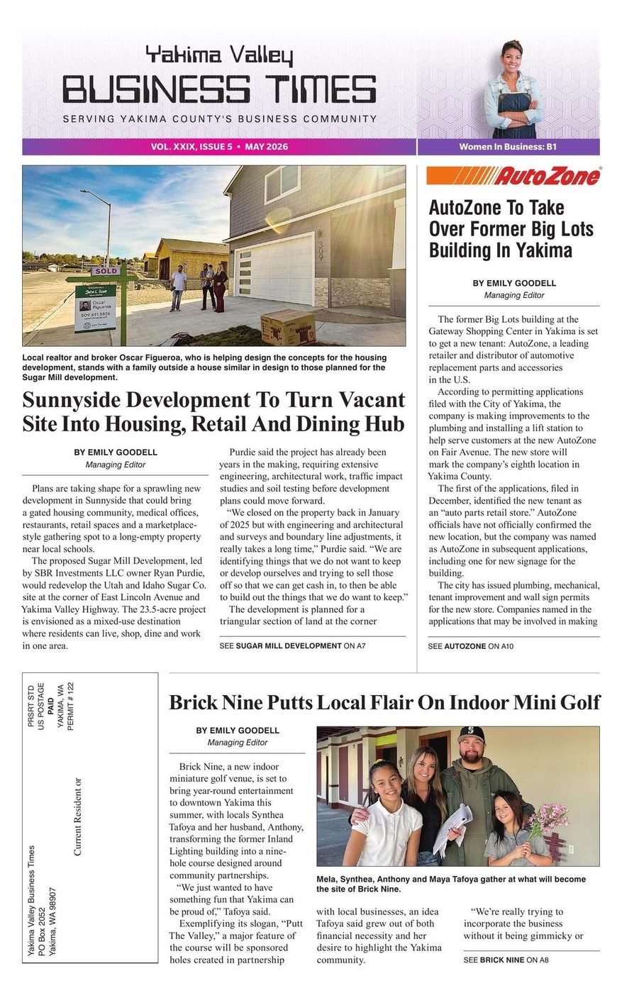 Front page of the latest Yakima Valley Business Times